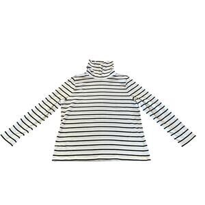 Talbots Petite XL Black/Ivory Striped Turtleneck Long Sleeve T